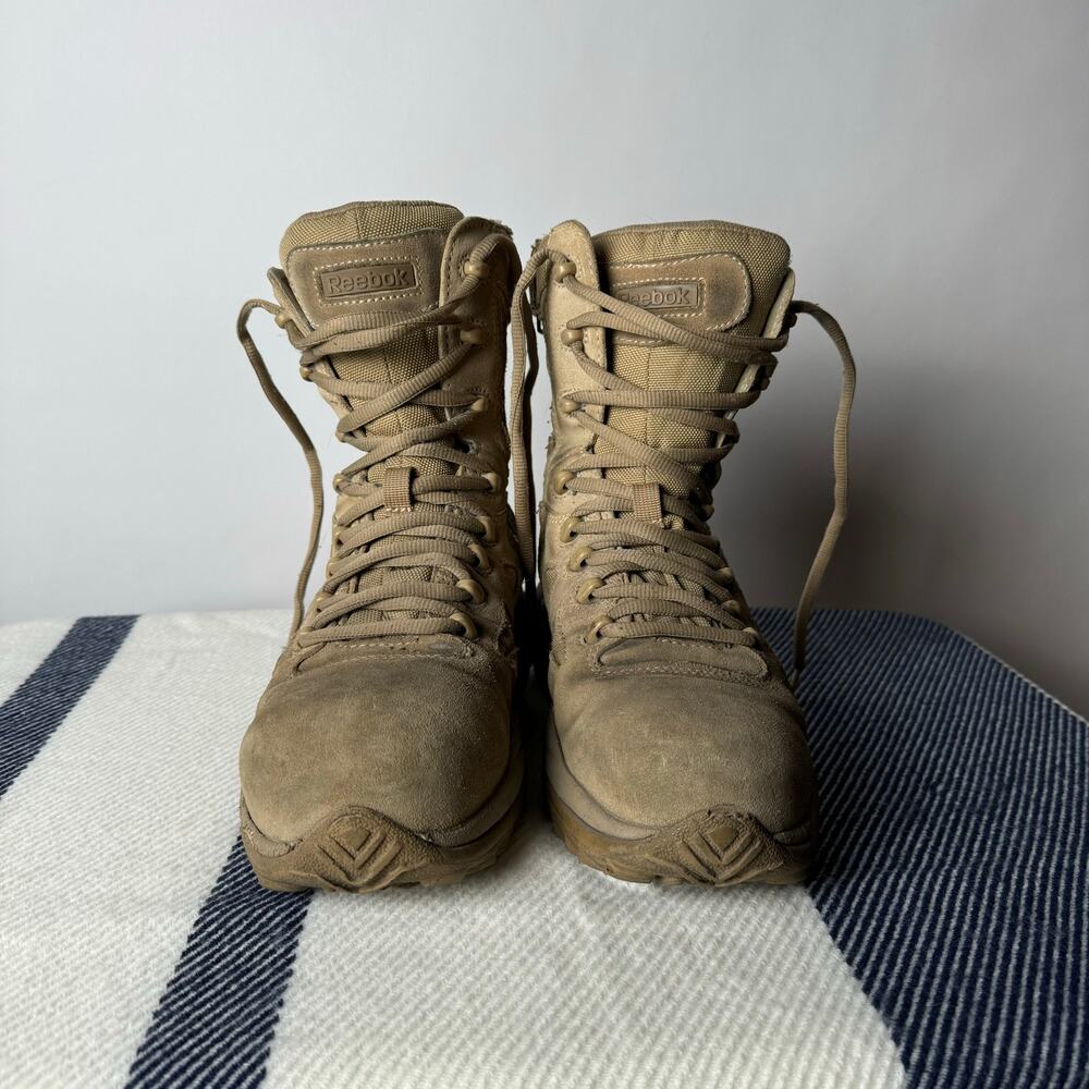 Reebok Rapid Response Desert Combat Boots Military Men 6 Womens 8 Fatigue Army